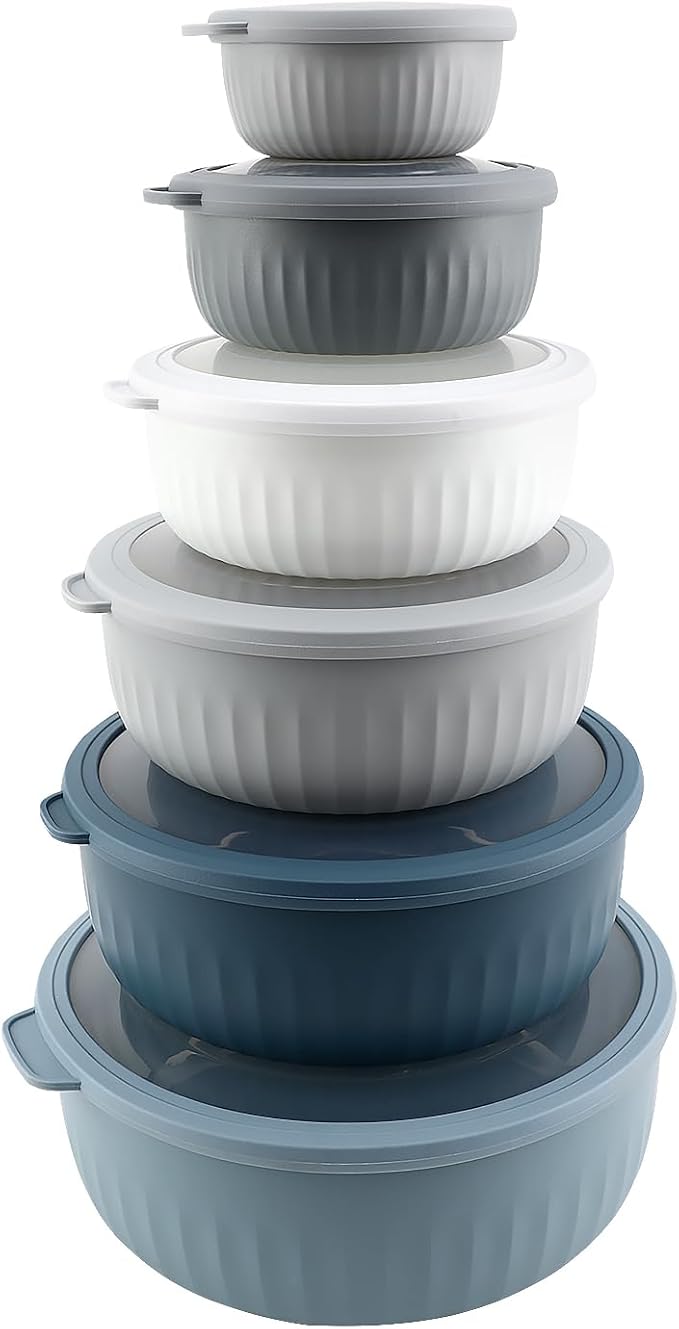COOK WITH COLOR Prep Bowls with Lids- Wide and Deep Nesting Plastic Small by CookwithColor