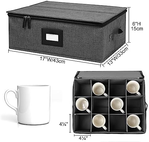 Mug Storage Box with Dividers, China Cup Storage Containers For Tea