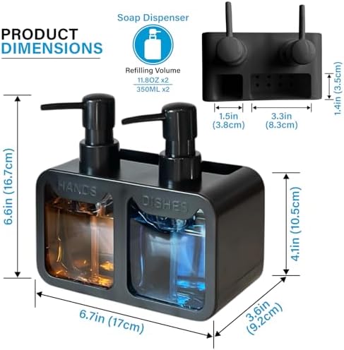 Esby 4-in-1 Dish Soap Dispenser, Black