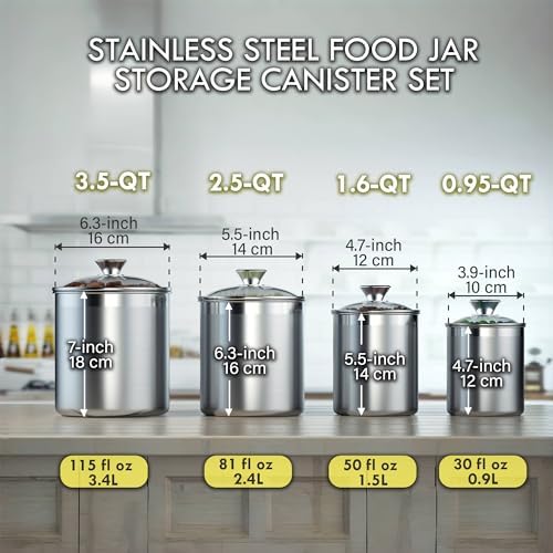 Cooks Standard Medium Stainless Steel Kitchen Canister Set for