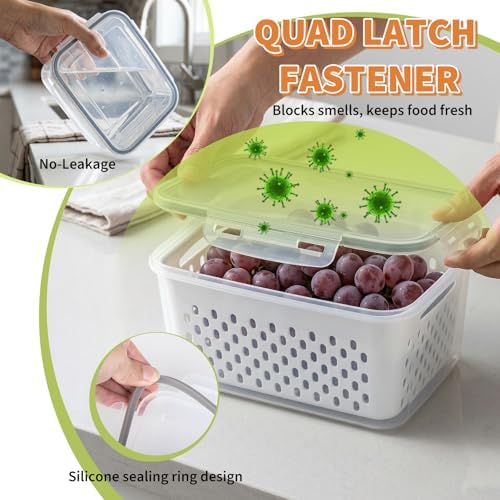 2-Pack Grape Containers with Built-In Drain Basket