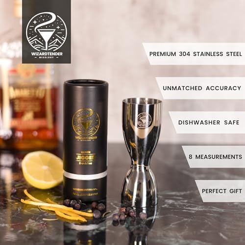 Cocktail Jigger for Bartending, Bar Jigger 2 oz 1 oz, Silver Jiggers