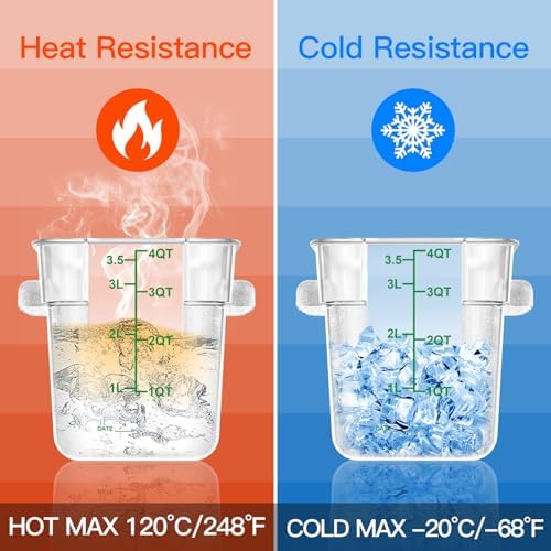 4 pcs 4qt Food Storage Containers with Lid, Square Clear Commercial