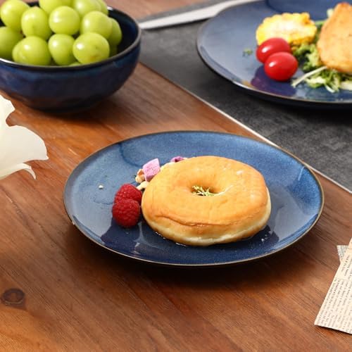 vicrays Ceramic Round Plates Set of 6 - Porcelain 8 inch Dinner Plates