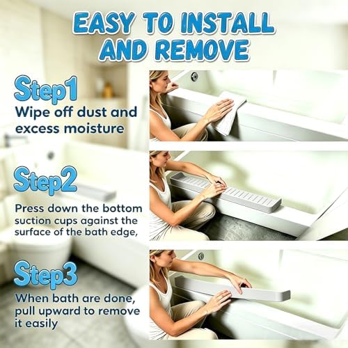 Bathtub Splash Guard with Strong Suction Cups, Silicone Splash Guard