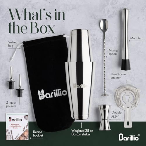 Barillio Boston Shaker Set - Stainless-Steel, Weighted, Martini
