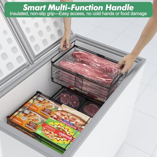 ADRIMER Freezer Organizer Bins, 2 Packs Foldable & Stackable Chest
