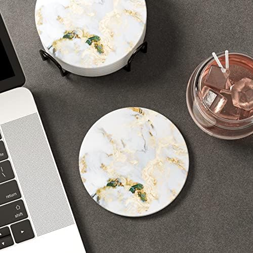 Nipichsha Coasters for Drinks, Set of 6 Cute Absorbent Ceramic Drink