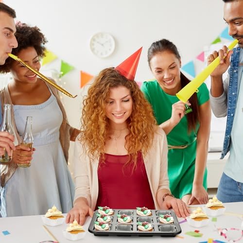 Lallisa 2 Baking Pans 500 Cupcake Liners, 12 Cavity Non Stick Set