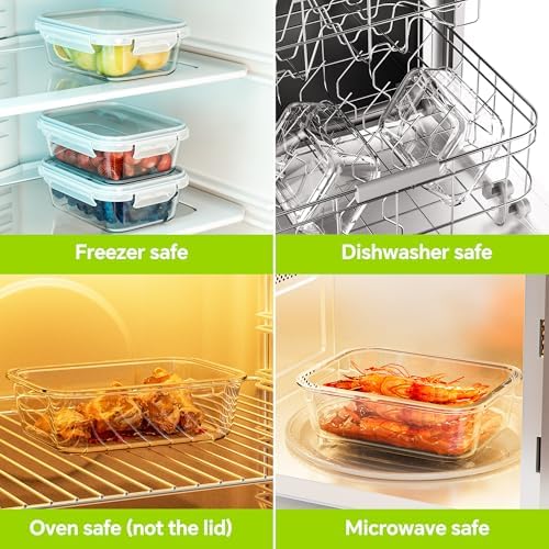 3-Pack 35 oz Borosilicate Glass Food Storage Containers with Lids