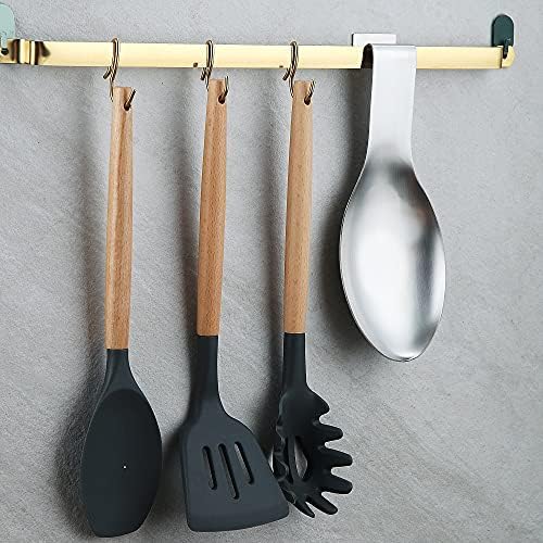Matte Silver Spoon Rest, Stainless Steel Spoon Holder for Stove Top