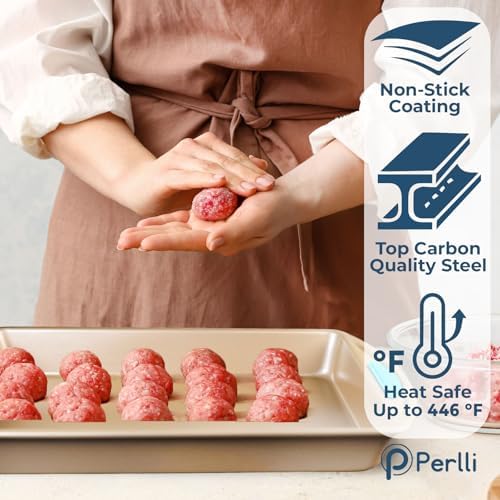 Perlli Baking Kit: Nonstick Gold Steel Oven Set - 6 Pieces, Round Cake