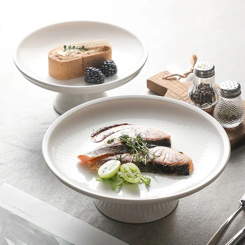 Ceramic Dinner Plates Round High Foot Fruit Tray Ceramic Snacks
