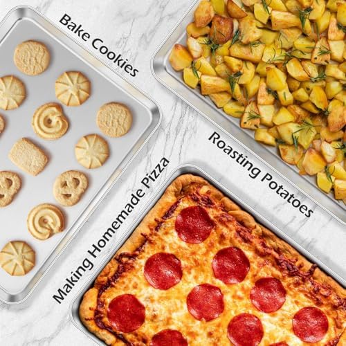 Leonyo Non-Toxic 17x13IN Half Stainless Steel Baking Sheets Pan