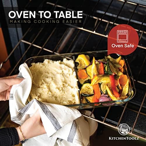 2 Pack Divided Glass Casserole Dishes, 2.3 Qt Each