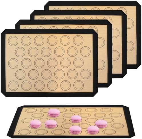 US 4Pcs Macaron Baking Mats Non Stick Silicone Macaroon Baking Sheet