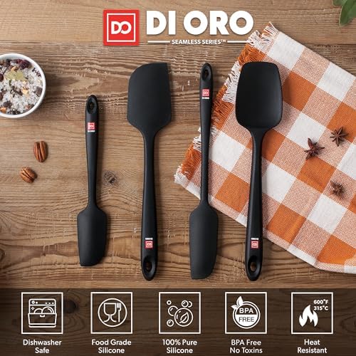 DI ORO Silicone Spatula Set, 4-Piece, Black