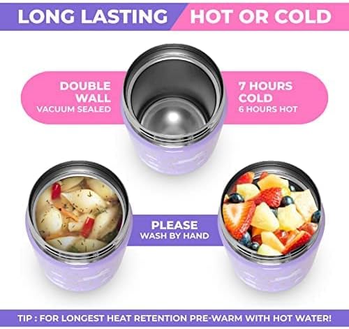 kinsho Bento Box for Girls Toddlers with Thermo Lunch Pack, Purple