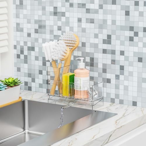 Yieach Clear Sink Caddy Organizer and Sponge Holder