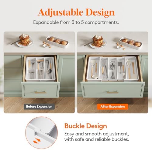 Lifewit Utensil Organizer for Kitchen Drawers, Expandable Cooking