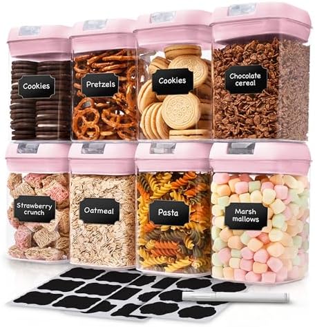 Set of 8 Airtight Food Storage Containers - Pantry Organizer Bins, BPA