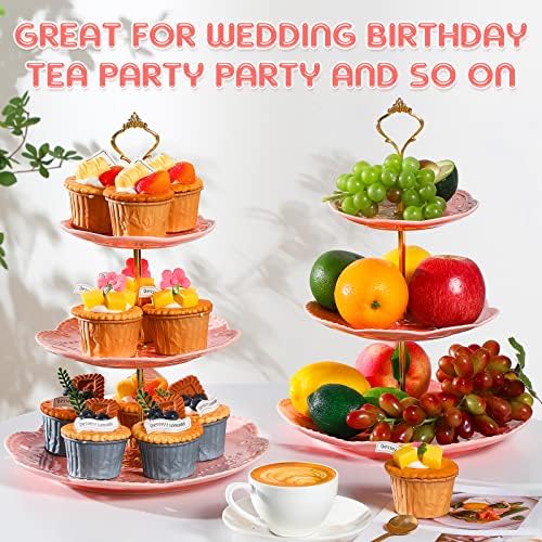 Tanlade 2 Pcs Porcelain Cupcake Stand 3 Tier Serving Tray Dessert