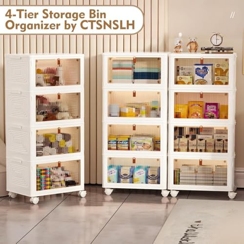 CTSNSLH 4-Tier Plastic Storage Bins with Lids, 23QT