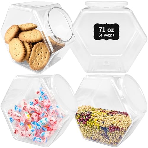 Woozettn 4 Pcs 71 Oz Plastic Candy Jars
