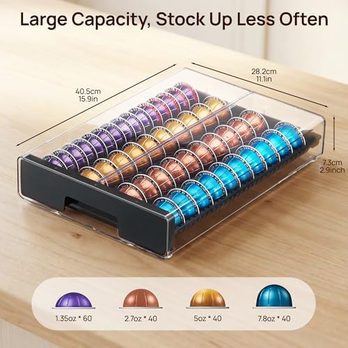 Vtopmart Coffee Pod Drawer Organizer for Nespresso Vertuo Pods