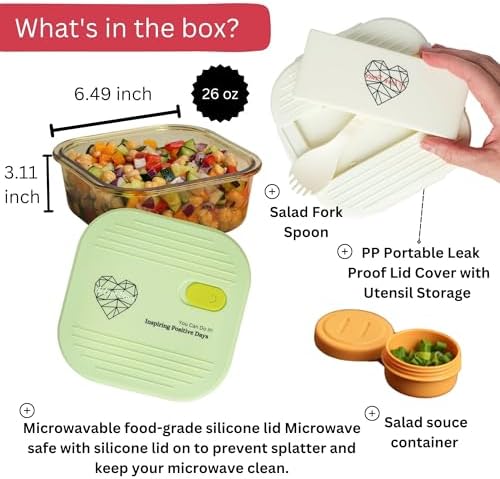 AI LOVE PEACE Microwave Ramen Bowl & Glass Meal Prep Container Bundle