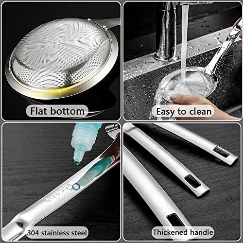 3Pack Sieve Fine Mesh Strainer Set Stainless Steel Metal Flat Cooking