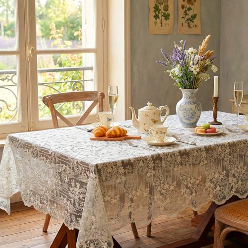 JE JOUE French Embroidery Lace Tablecloth - Rectangular for Coffee