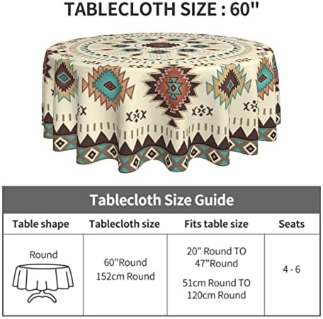 Giwawa Aztec Southwestern Round Tablecloth 60" Ethnic Tribal Geometric