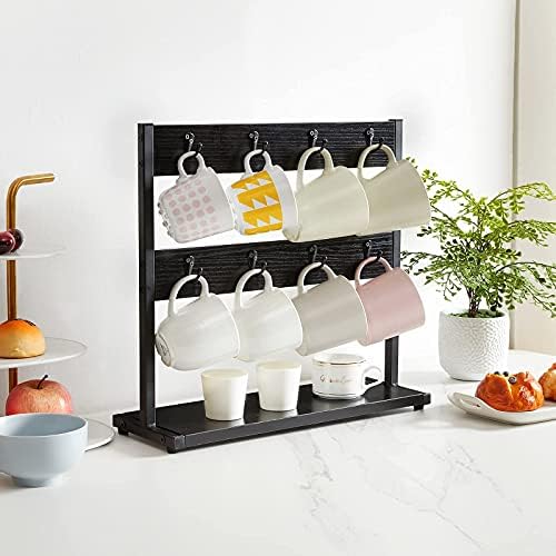 IBUYKE Coffee Mug Holder for Countertop,16 Hook Mug Tree,Black TBJ001B