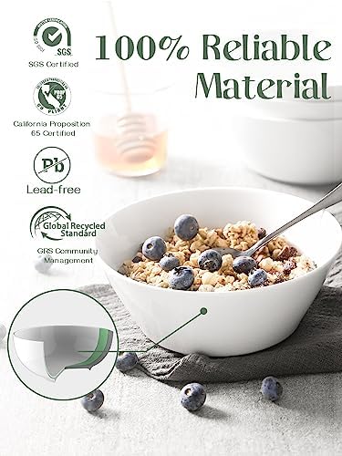 DOWAN 32 OZ Large Soup Bowls Set of 4 - White Ceramic Bowls for