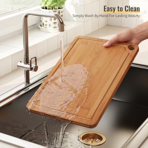 Bamboo Cutting Board Set for Kitchen, Charcuterie Board with Juice