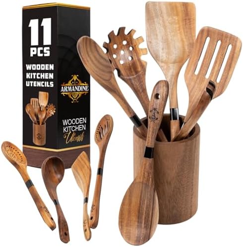 Armandine 11-Piece Teak Wooden Cooking Utensil Set
