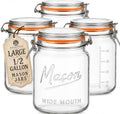 kitchentoolz Large Glass Mason Jars with Airtight Lids - Half Gallon
