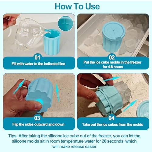 Ice Cube Tray for Owala FreeSip, 3PCS Silicone Ice Cube Molds, Easy