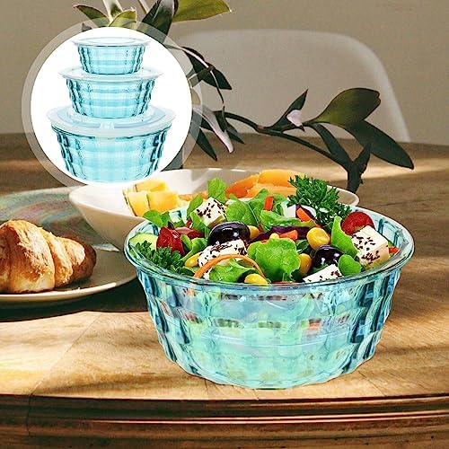 3pcs Salad Mixing Bowl With Lid Set, Clear Nesting Bowls Meal Prep