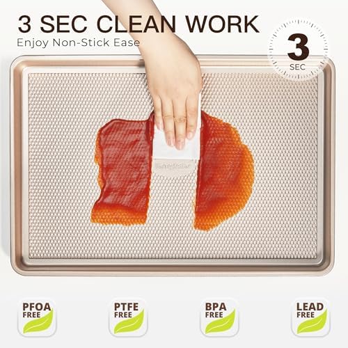 HONGBAKE Baking Sheet Pan Set of 3, Cookie Sheets for Oven, Nonstick