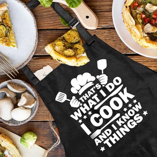 Funny Aprons for Women Men, Adjustable Black Grilling Cooking Baking