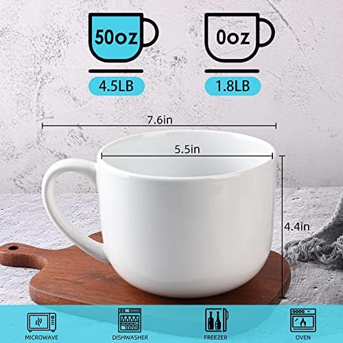 50oz large Ceramic Soup Mug with Handles for Coffee, Tea, Ice Cream