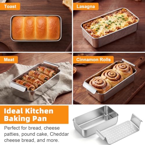 Leonyo 9x5 In Meatloaf Pan with Drain Tray, Bread Loaf Pan for Oven