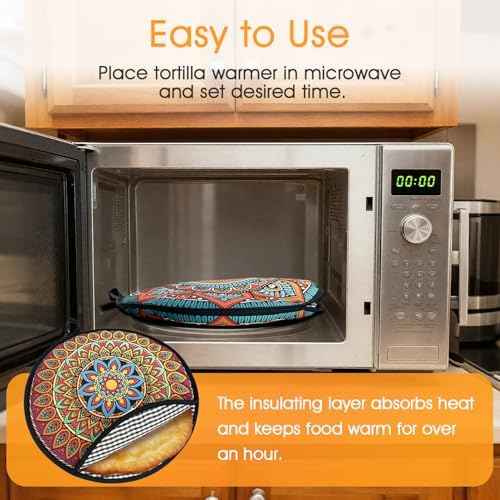 2 Pack 12" Tortilla Warmer Pouch | Mandala Print Microwaveable