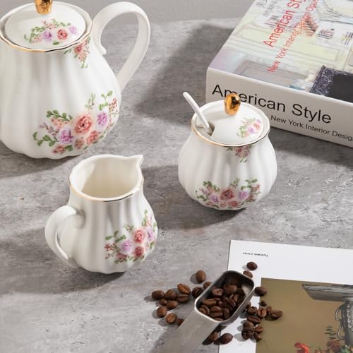 Sweejar Royal Ceramic Sugar and Creamer Set Cream Pitcher, Sugar Bowl
