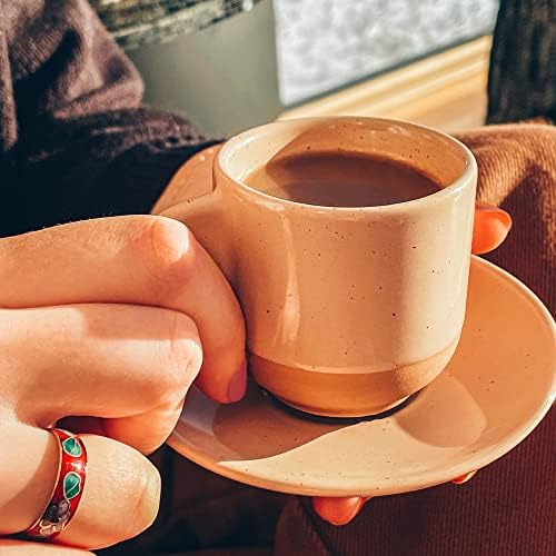 Mora Ceramic Mini Espresso Cups Set of 4, 3oz - Tiny Italian Inspired