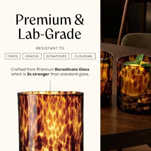 Joseph Sedgh Collection Tortoise Shell DOF Lowball Glass Set of 4