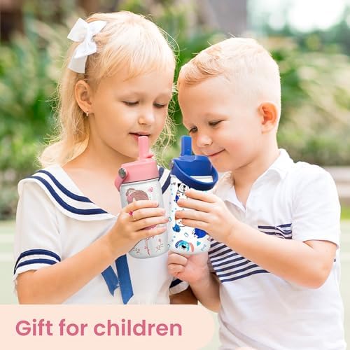 SANDJEST Ballet Water Bottle - Kids Water Bottle with Straw Lid