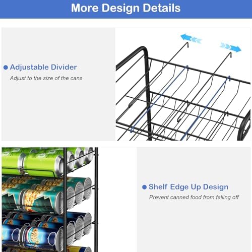 Vrisa Can Organizer for Pantry Canned Goods Holder for Kitchen, Black